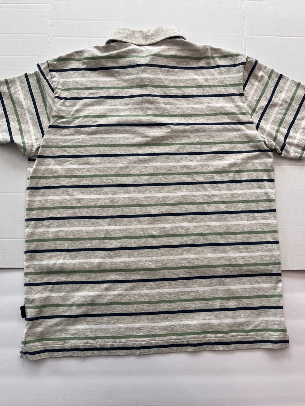 Patagonia Men's Short Sleeve Polo Shirt with Navy & Green Stripes - Picture 3 of 7